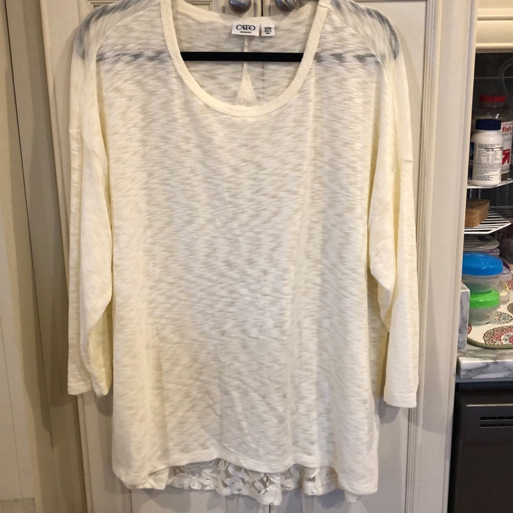 Cream lace open back sweater